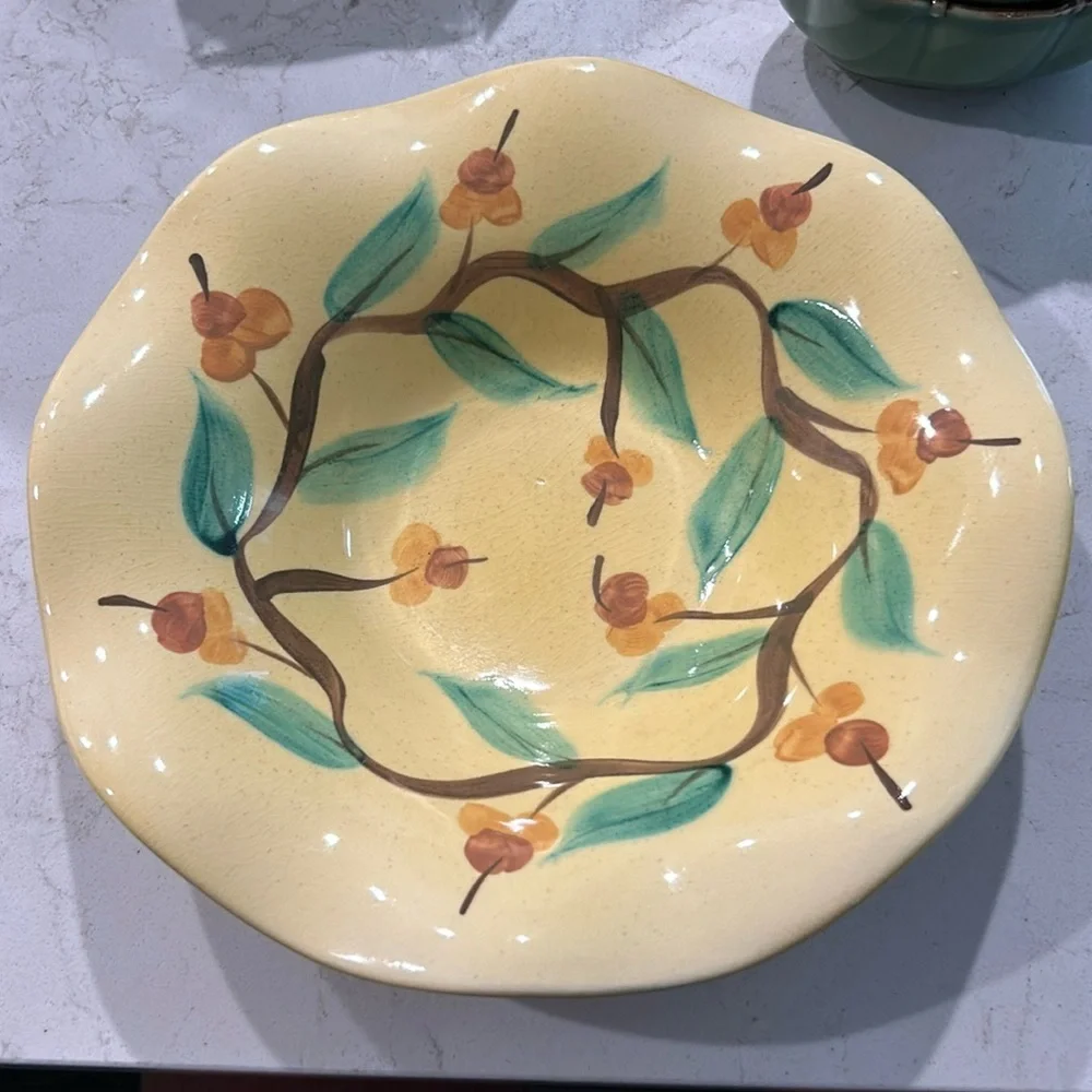 Southern Living at Home Gail Pittman Yellow Acorn & Leaf Pottery Bowl